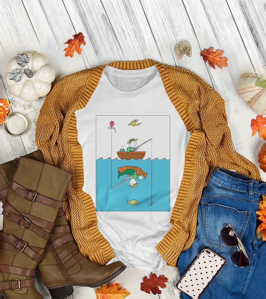Owenbroadcast Fishing Bear With Turtle And Balloon T-Shirt