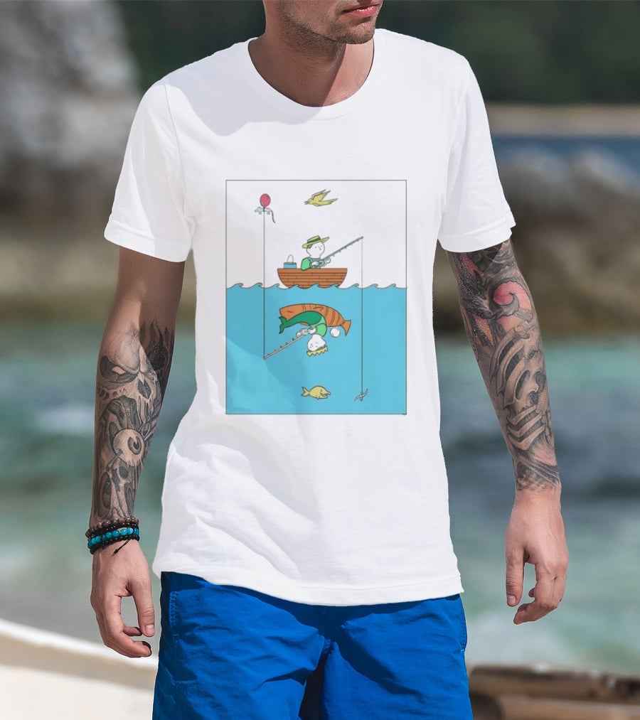 Owenbroadcast Fishing Bear With Turtle And Balloon T-Shirt
