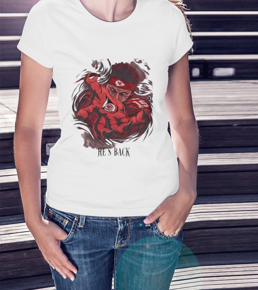 Patrick Mahomes He's Back Kansas City Chiefs Anime Style Football T-Shirt