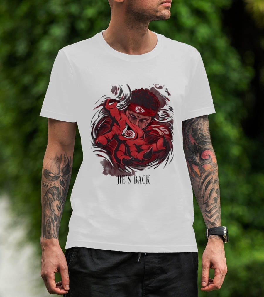 Patrick Mahomes He's Back Kansas City Chiefs Anime Style Football T-Shirt