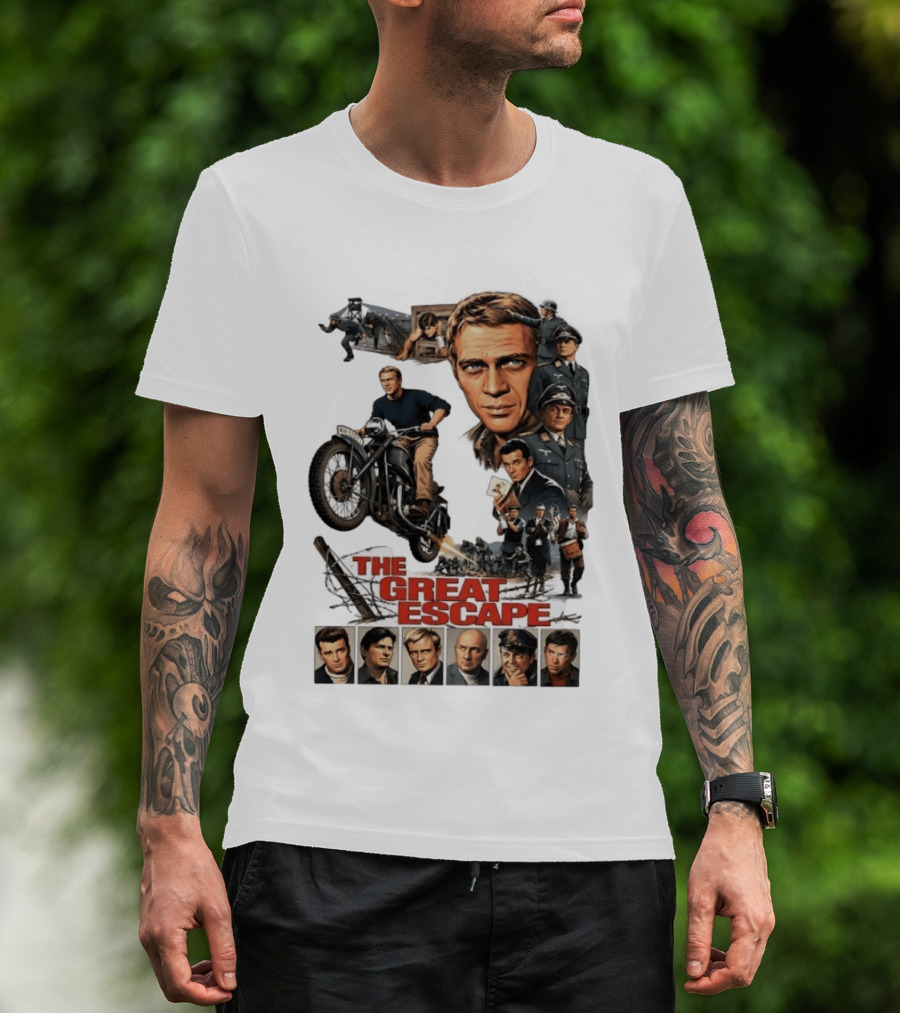 The Great Escape Classic Cinema Movie Steve McQueen 60s War Film T-Shirt