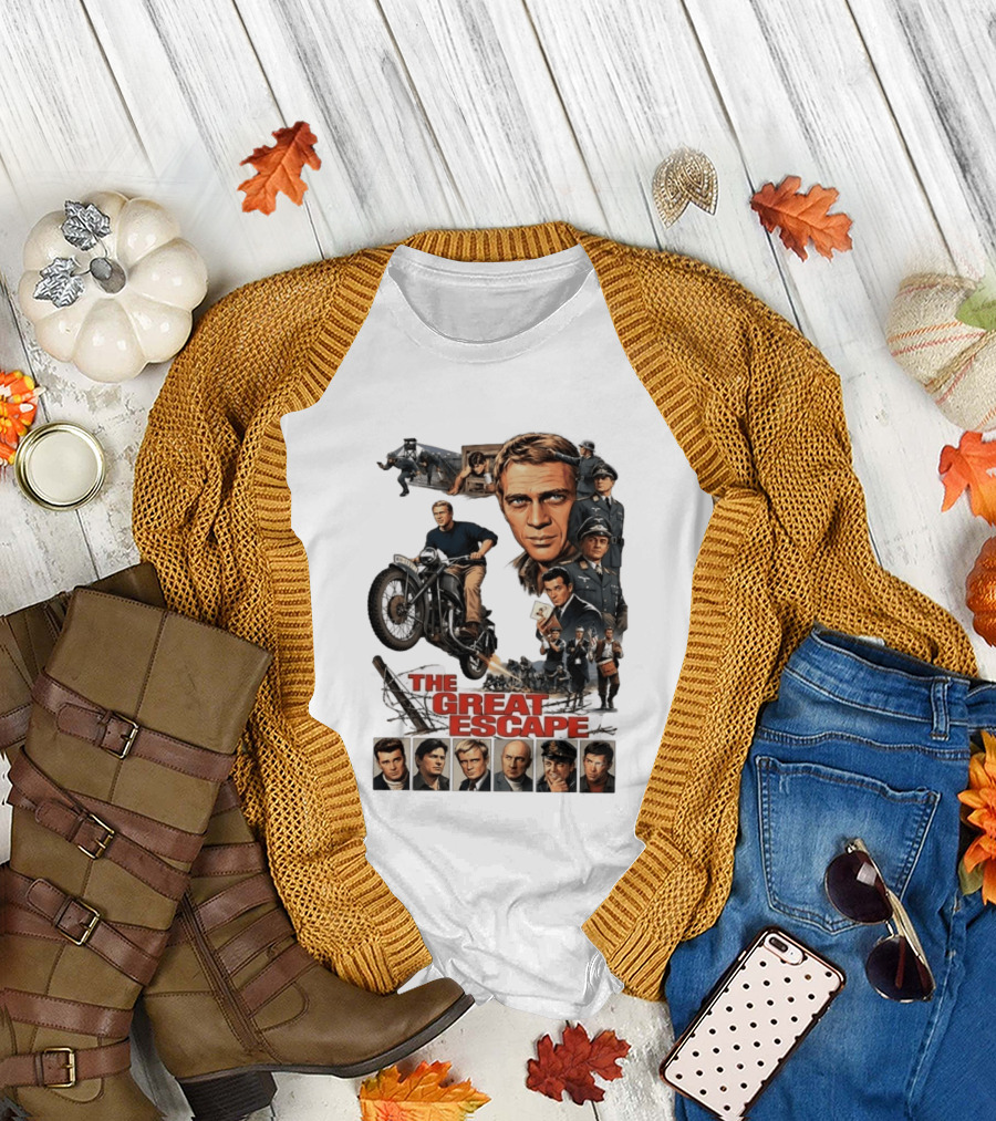 The Great Escape Classic Cinema Movie Steve McQueen 60s War Film T-Shirt