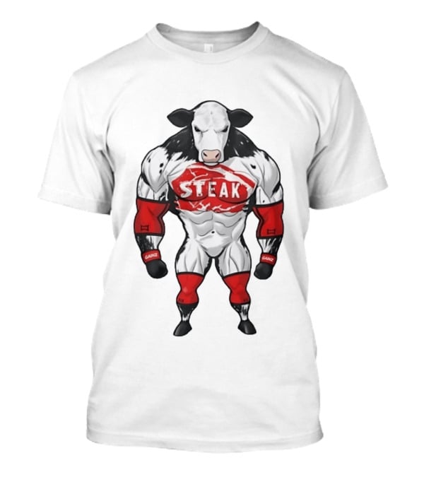 Steak Gainz Muscular Cow Fitness Bodybuilder Buff Animal T-Shirt