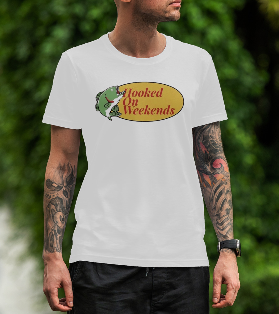 Hooked On Weekends Fishing Outdoors Weekend Fish Clipart T-Shirt
