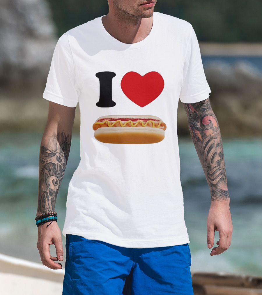 I Love Hot Dogs Summer Grilling Food T-Shirt