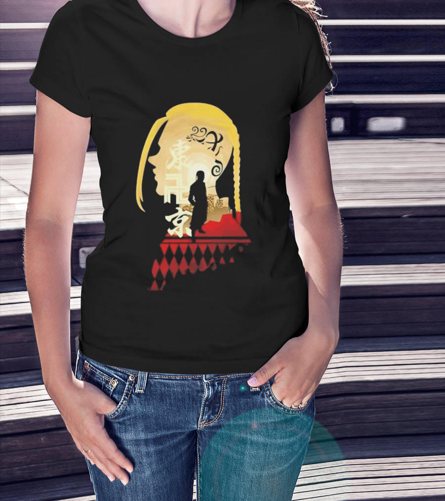 Ken Ryuguji Tokyo Revengers Draken Silhouette Art Japan Cityscape Hair T-Shirt