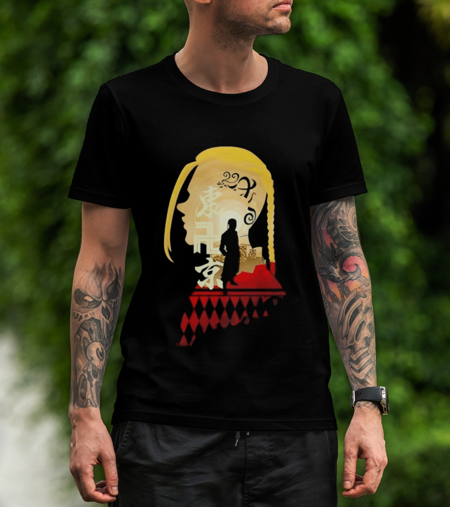 Ken Ryuguji Tokyo Revengers Draken Silhouette Art Japan Cityscape Hair T-Shirt