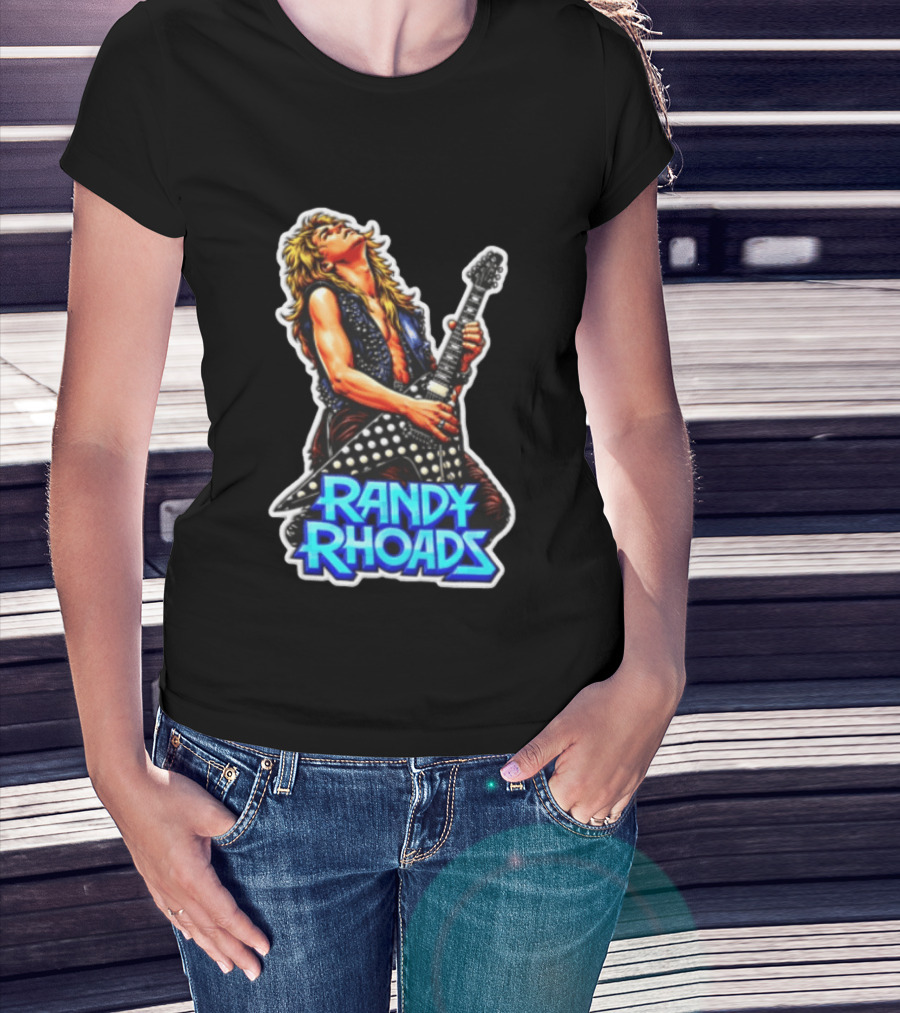 Randy Rhoads Polka Guitar Blonde Guitarist Playing T-Shirt