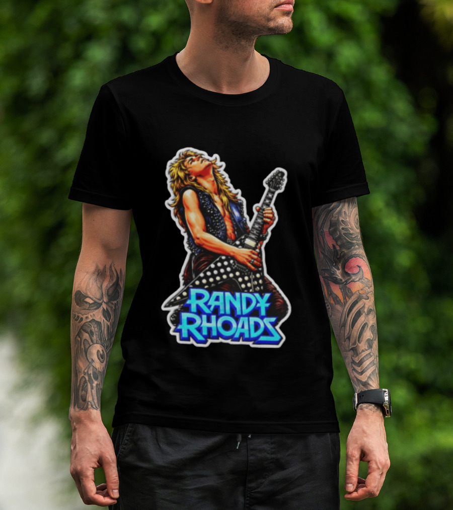 Randy Rhoads Polka Guitar Blonde Guitarist Playing T-Shirt