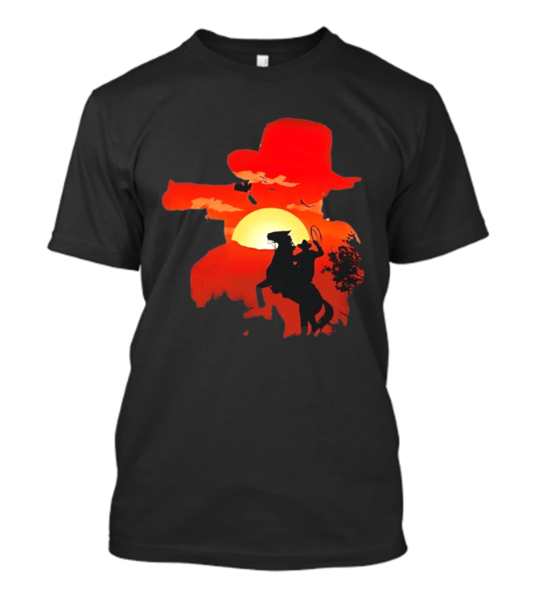 Red Dead Redemption Cowboy Sunset Western Horseback Adventure T-Shirt