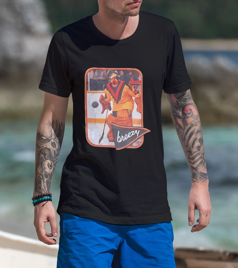 Richard Brodeur Vancouver Canucks NHL Breezy Retro Goalie Gear T-Shirt
