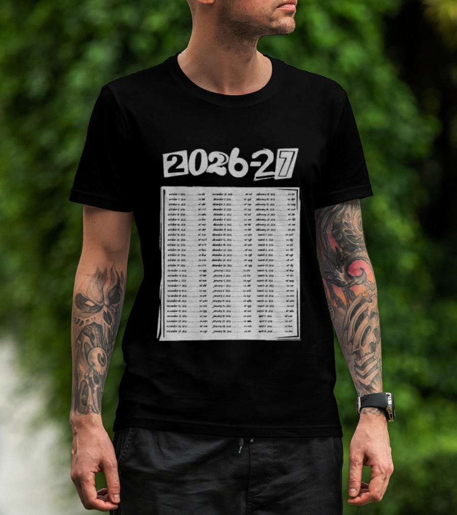 2026 2027 San Jose Sharks Team Hockey Match Date Schedule T-Shirt