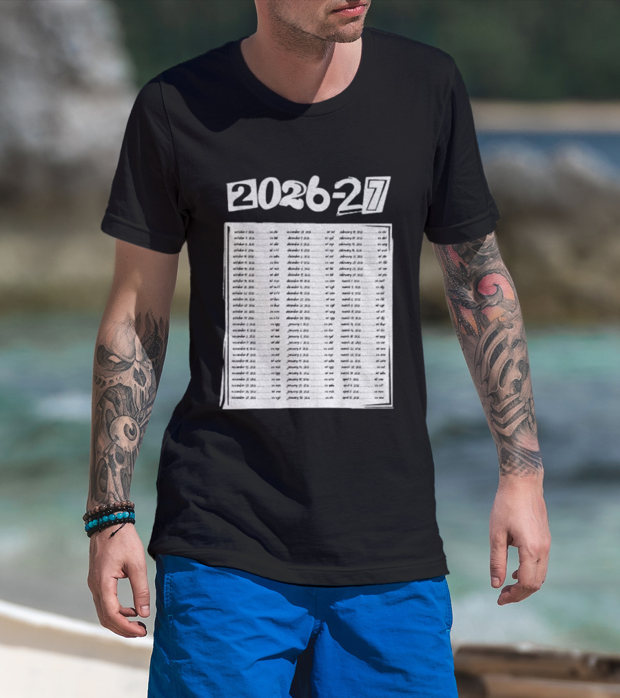 2026 2027 San Jose Sharks Team Hockey Match Date Schedule T-Shirt