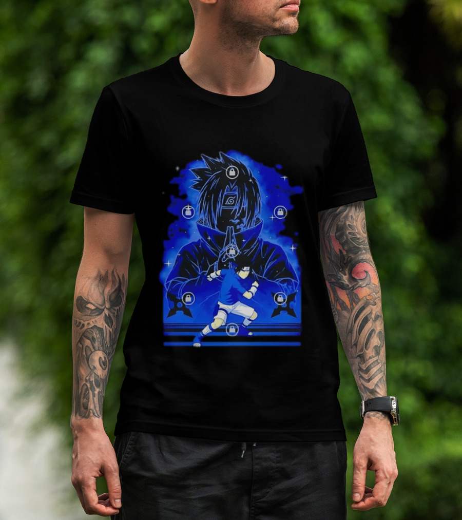 Sasuke Uchiha Naruto Anime Ninja Sharingan Chidori Jutsu T-Shirt