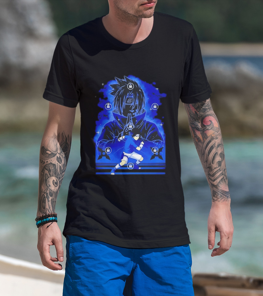 Sasuke Uchiha Naruto Anime Ninja Sharingan Chidori Jutsu T-Shirt