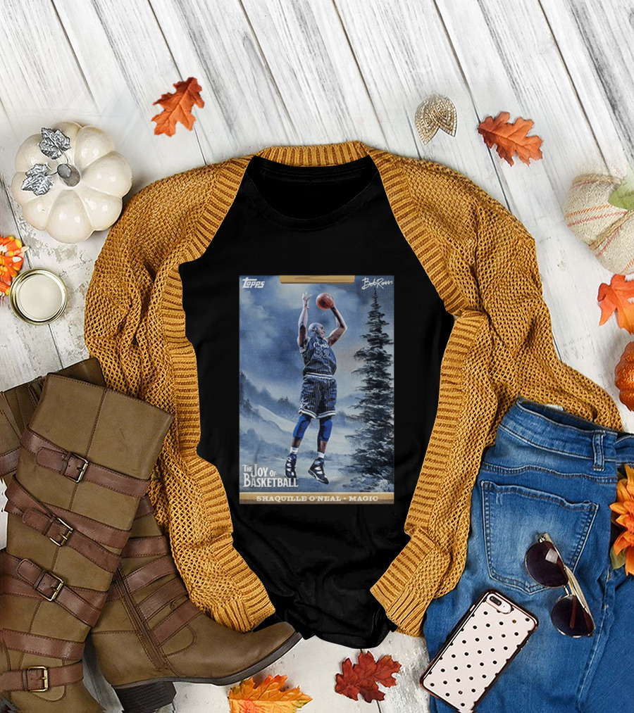 Shaquille O'Neal Magic Topps Bob Ross The Joy Of Basketball Card T-Shirt