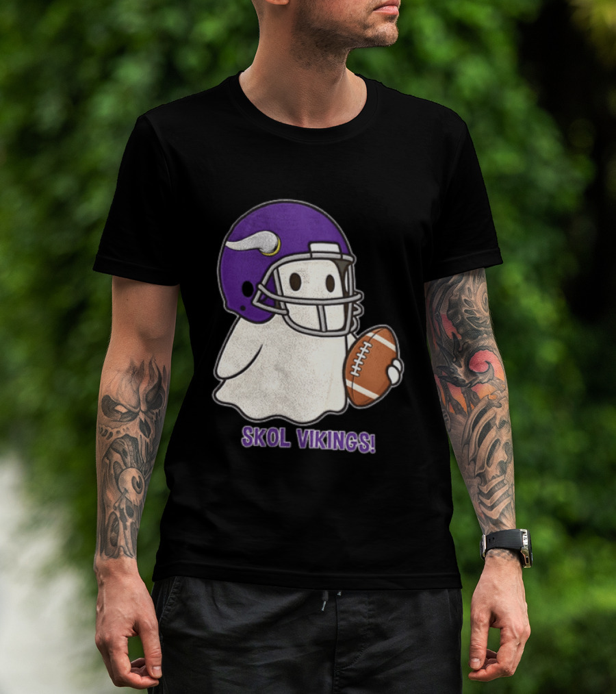Minnesota Vikings Skol Vikings Ghost Purple Football Helmet T-Shirt