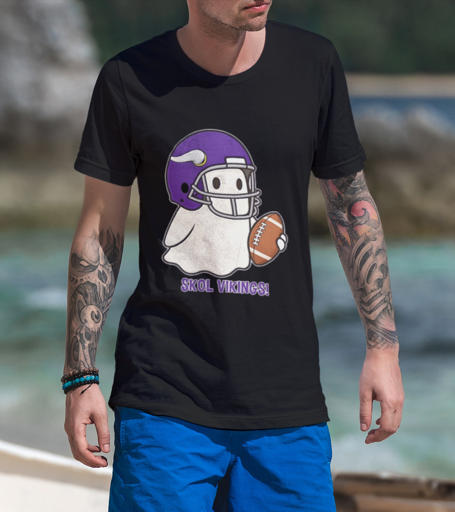 Minnesota Vikings Skol Vikings Ghost Purple Football Helmet T-Shirt