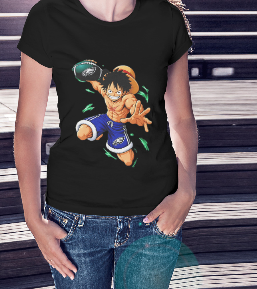 Monkey D. Luffy Philadelphia Eagles Football Anime T-Shirt