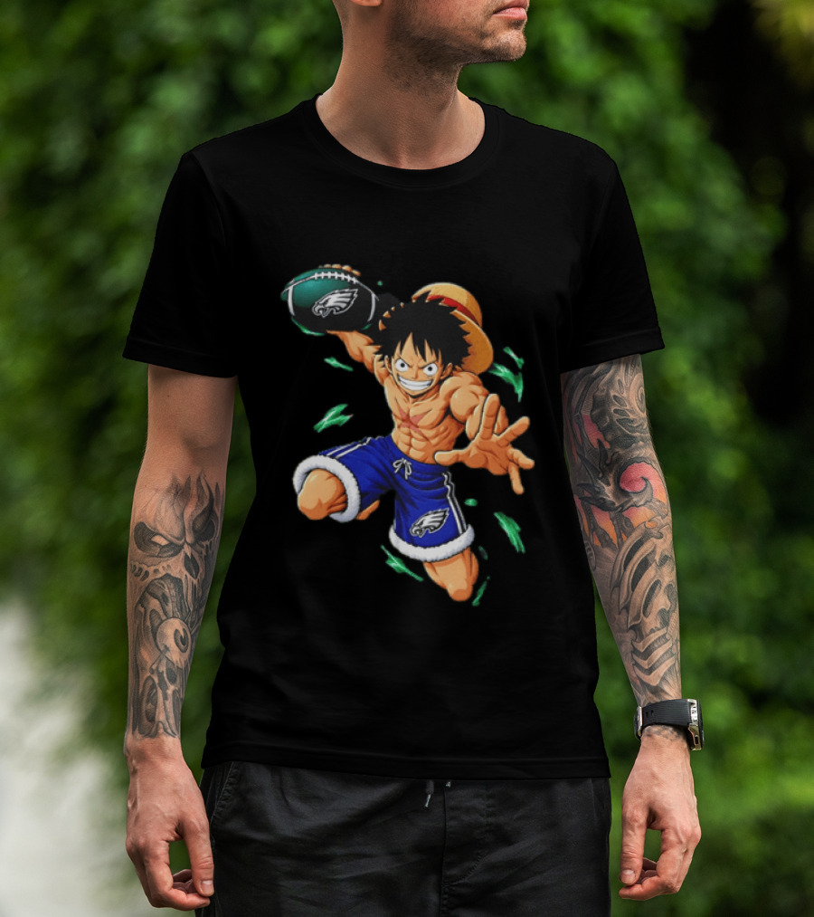 Monkey D. Luffy Philadelphia Eagles Football Anime T-Shirt