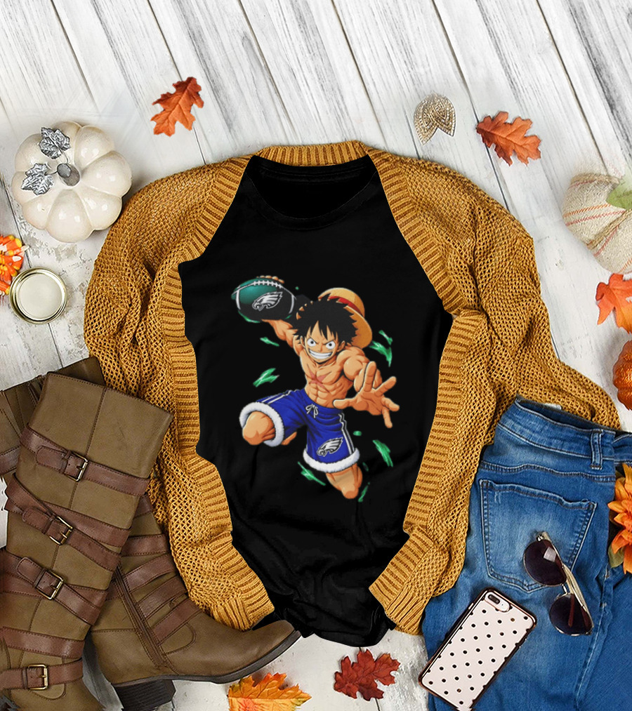 Monkey D. Luffy Philadelphia Eagles Football Anime T-Shirt