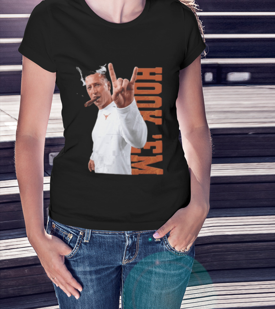 Steve Sarkisian Texas Longhorns NCAA Hook Em Smoking Cigar T-Shirt
