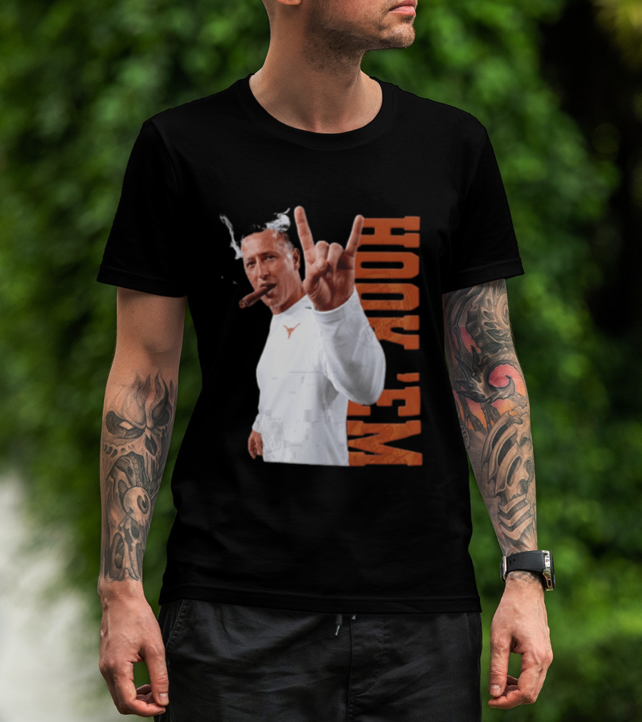 Steve Sarkisian Texas Longhorns NCAA Hook Em Smoking Cigar T-Shirt