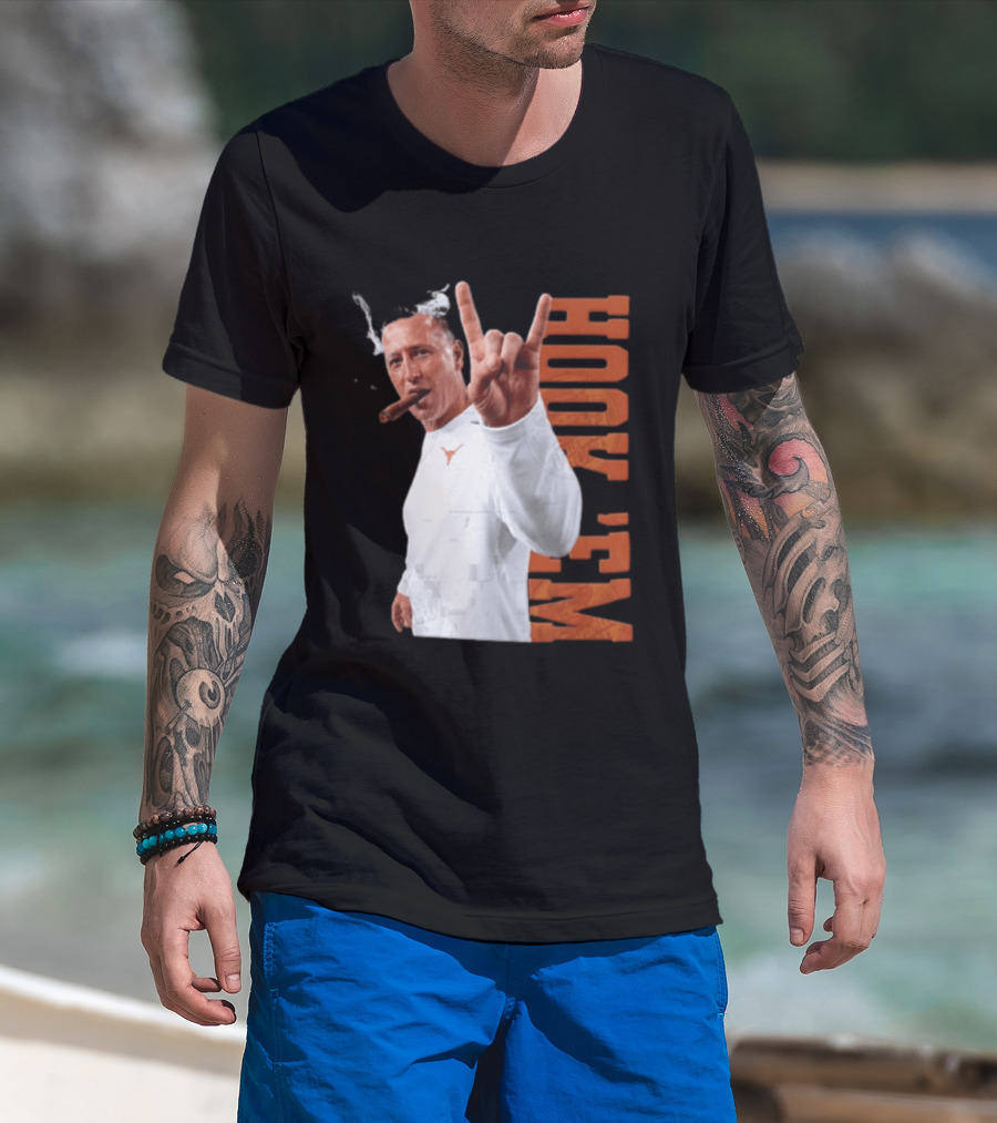 Steve Sarkisian Texas Longhorns NCAA Hook Em Smoking Cigar T-Shirt