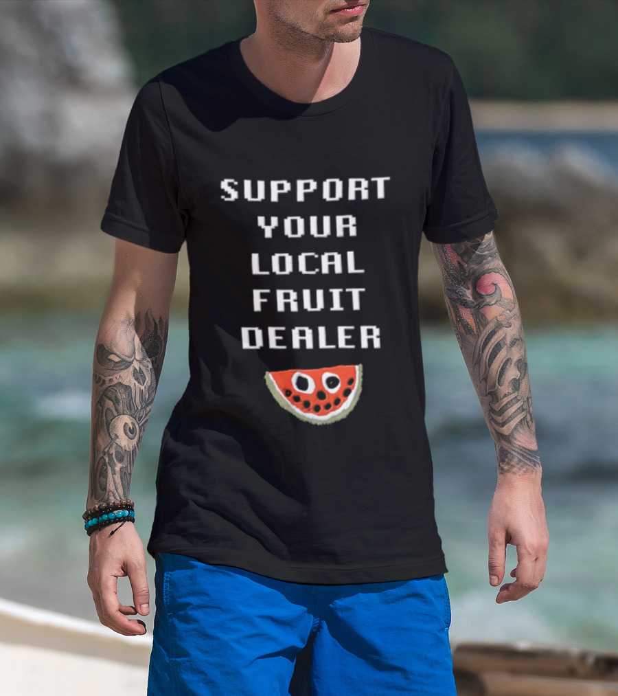 Support Your Local Fruit Dealer Pixelated Watermelon Slice T-Shirt