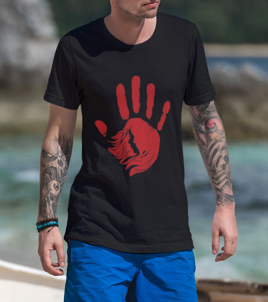 No More Stolen Sisters MMIW Awareness Red Handprint Symbol Advocacy T-Shirt