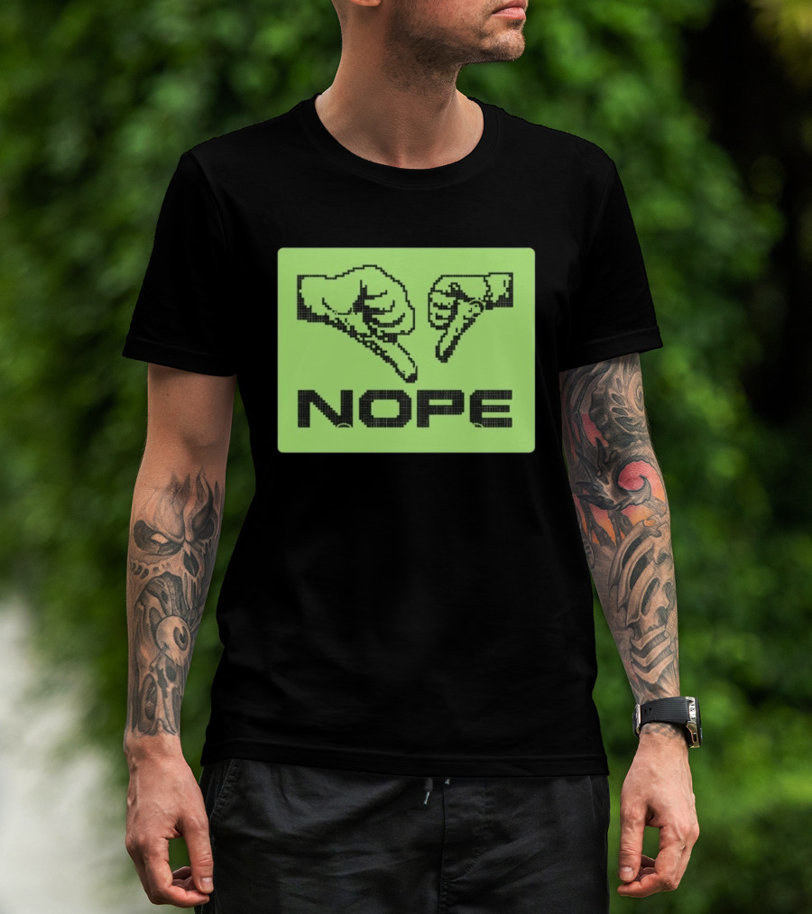 Nope Thumbs Down Pixel Art Dislike Expression T-Shirt