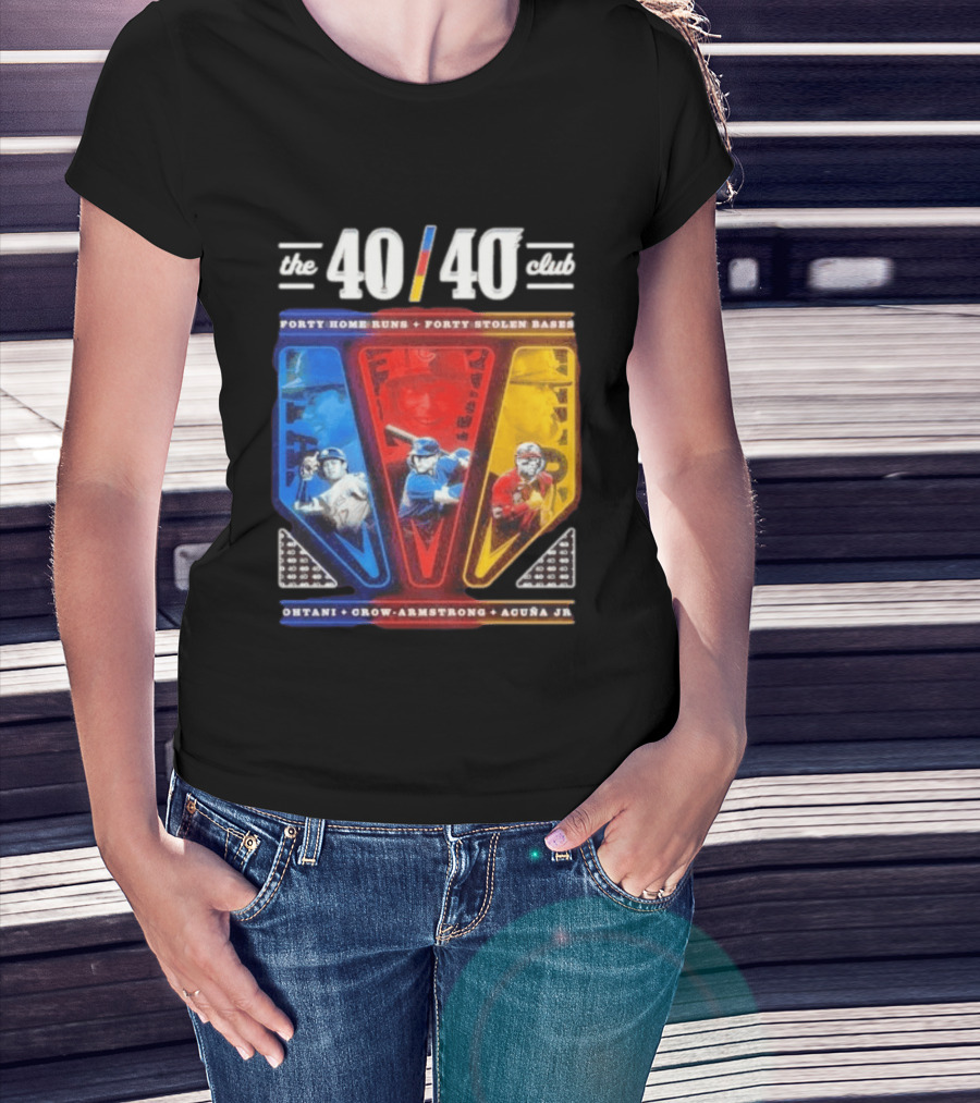 The 40 40 Club Forty Home Runs Forty Stolen Bases Ohtani Crow Armstrong Acuña Jr T-Shirt