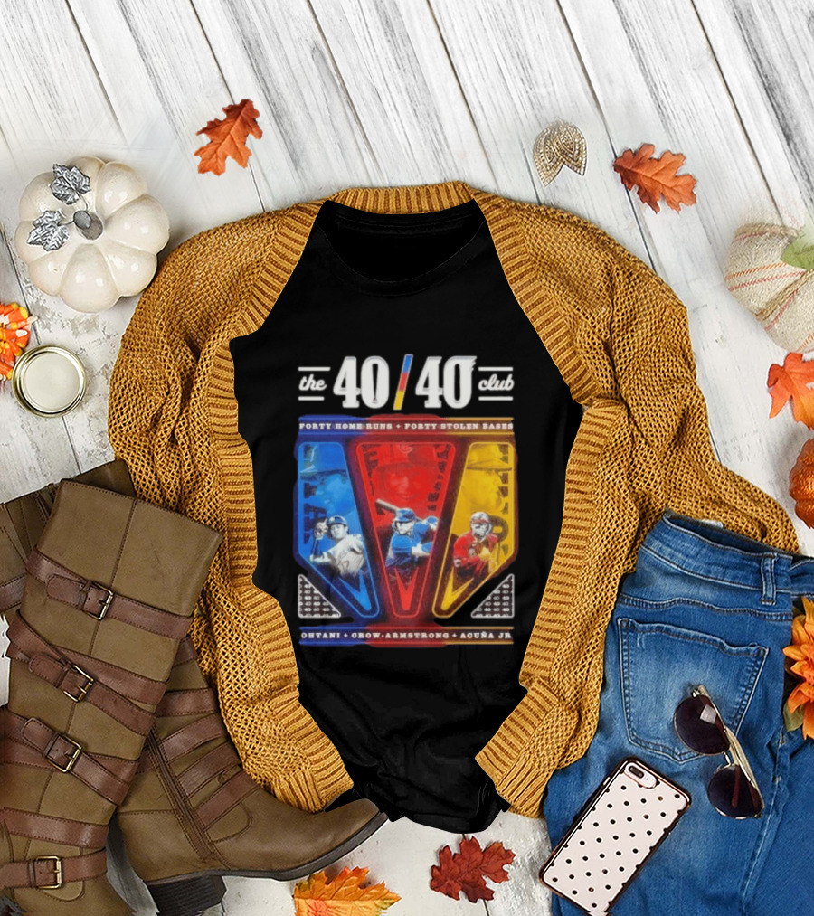 The 40 40 Club Forty Home Runs Forty Stolen Bases Ohtani Crow Armstrong Acuña Jr T-Shirt