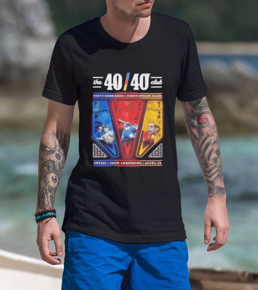 The 40 40 Club Forty Home Runs Forty Stolen Bases Ohtani Crow Armstrong Acuña Jr T-Shirt