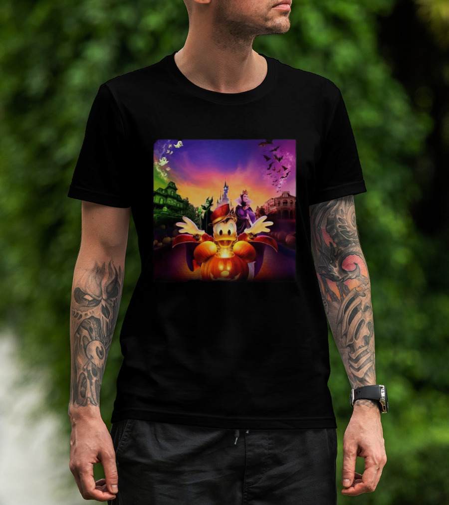 2026 Disney Halloween Festival Disneyland Paris With Haunted Mansion And Donald Duck T-Shirt