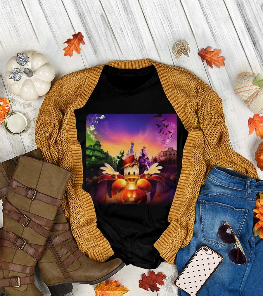 2026 Disney Halloween Festival Disneyland Paris With Haunted Mansion And Donald Duck T-Shirt
