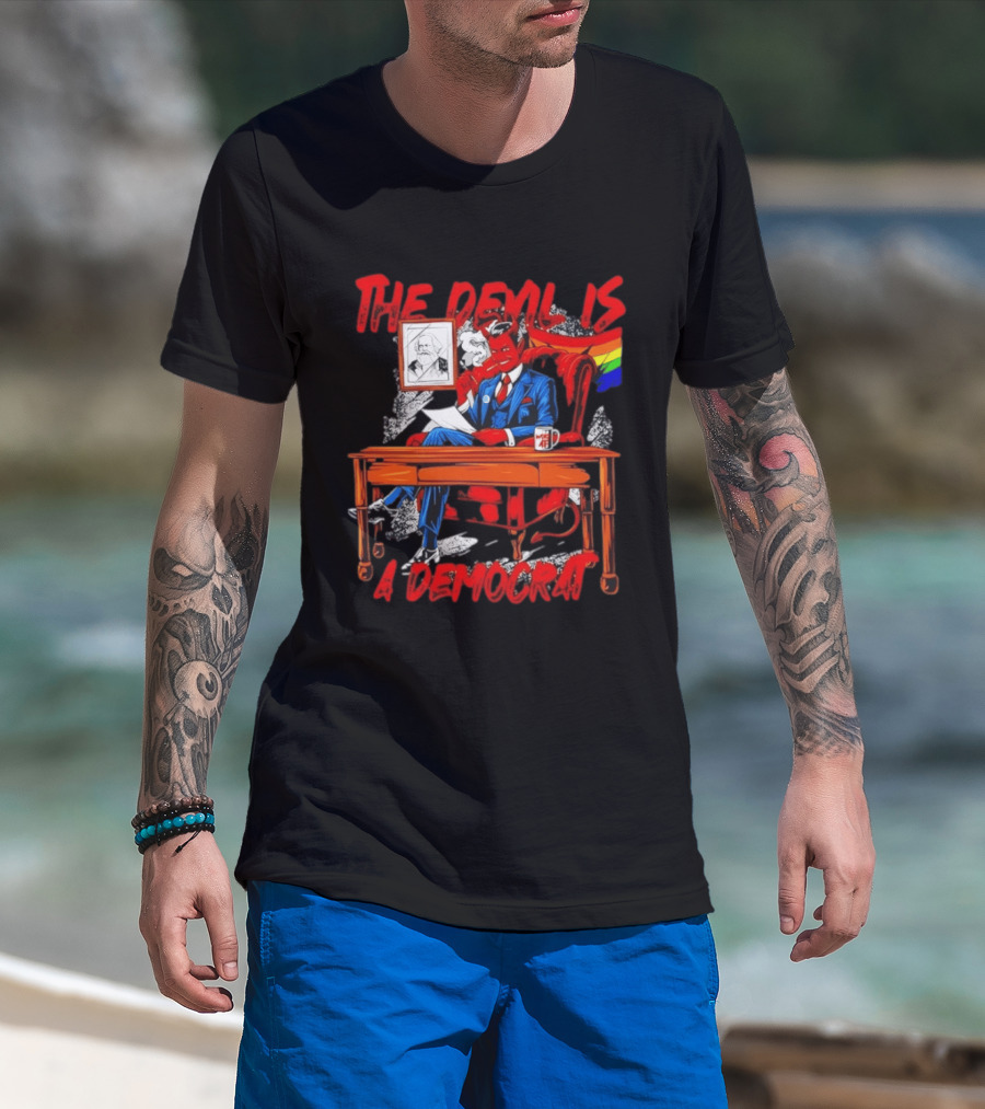The Devil Is A Democrat With Woke AF Rainbow Flag Suit T-Shirt