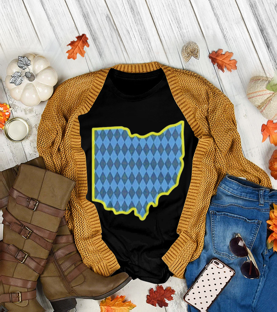 Oktoberfest Ohio Bavarian Diamond Pattern Map T-Shirt