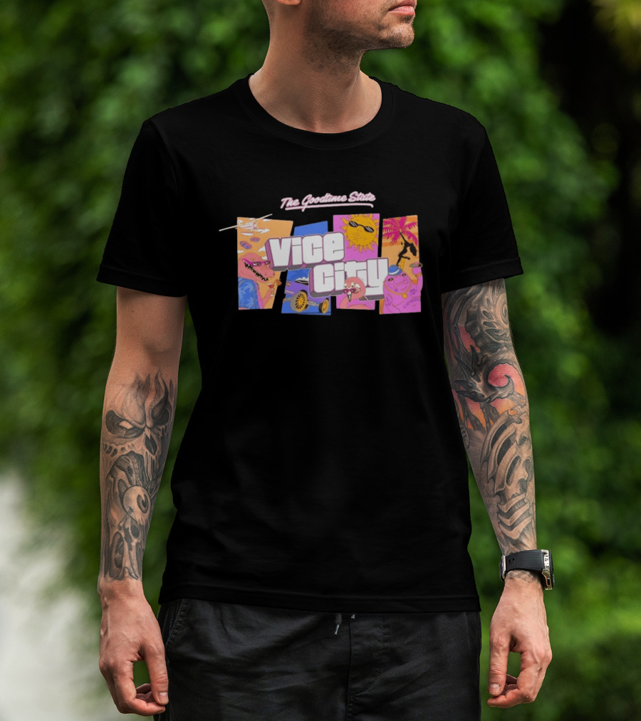 The Goodtime State Vice City Chunker Gaming Retro Tropical T-Shirt
