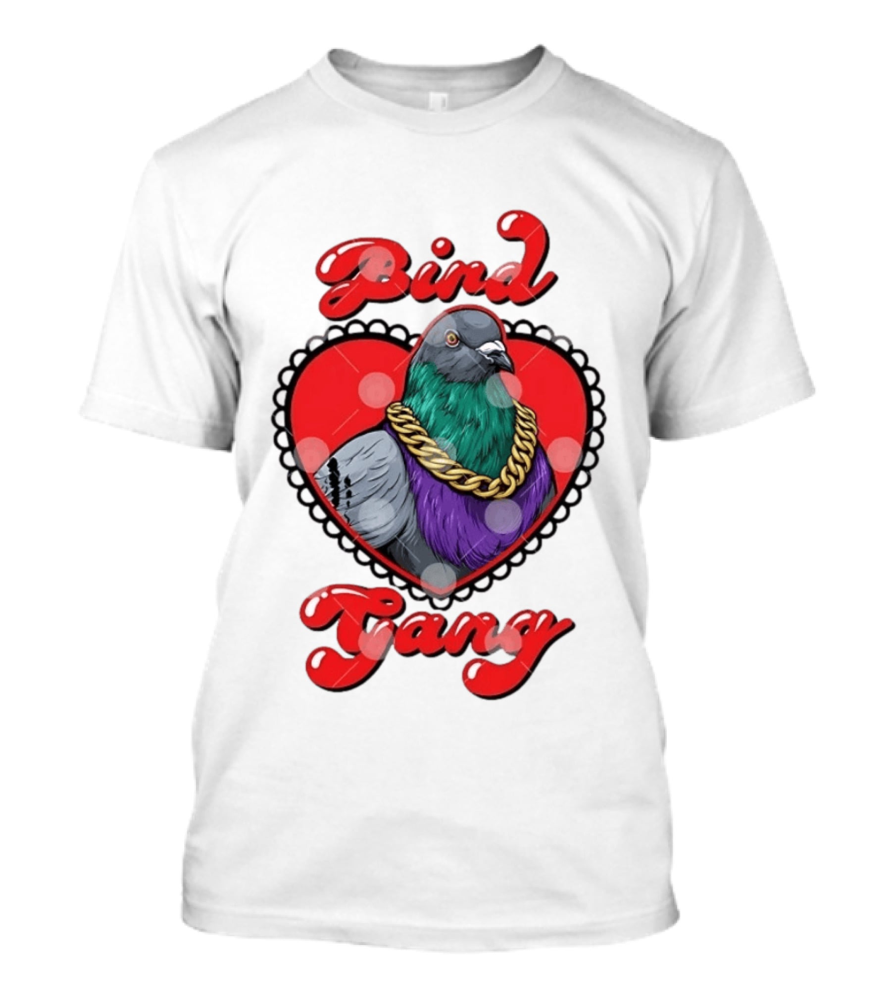 Bird Gang Pigeon With Heart Shaped Gold Chain T-Shirt