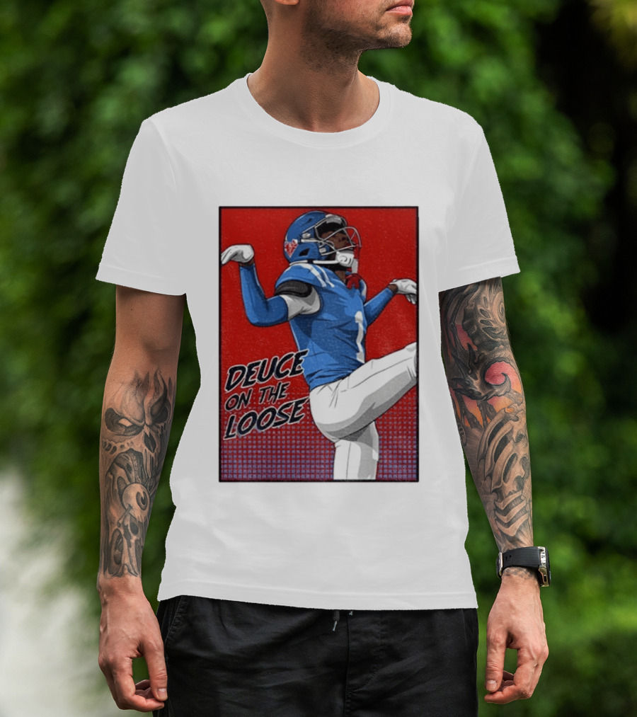 Deuce On The Loose Ole Miss Rebels Football Player Action T-Shirt