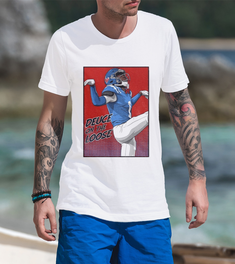 Deuce On The Loose Ole Miss Rebels Football Player Action T-Shirt