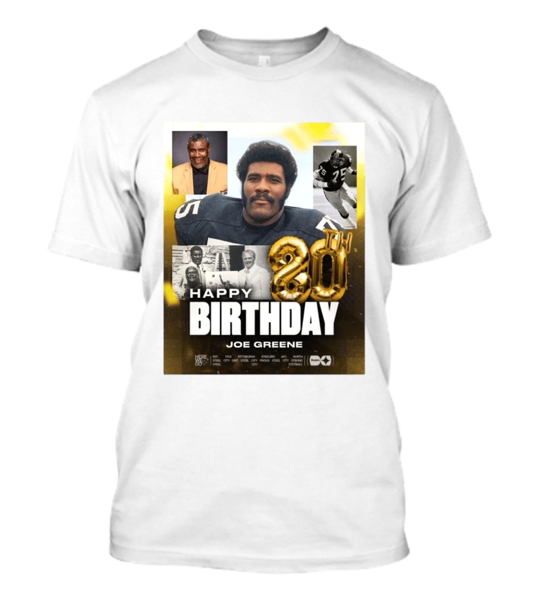 Happy 80th Birthday Joe Greene Pittsburgh Steelers 75 NFL Legend Iconic Moments T-Shirt