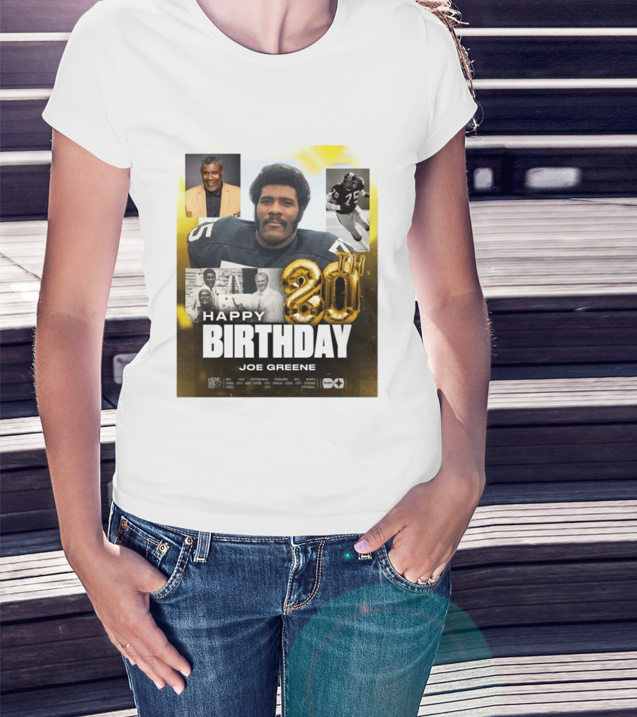 Happy 80th Birthday Joe Greene Pittsburgh Steelers 75 NFL Legend Iconic Moments T-Shirt