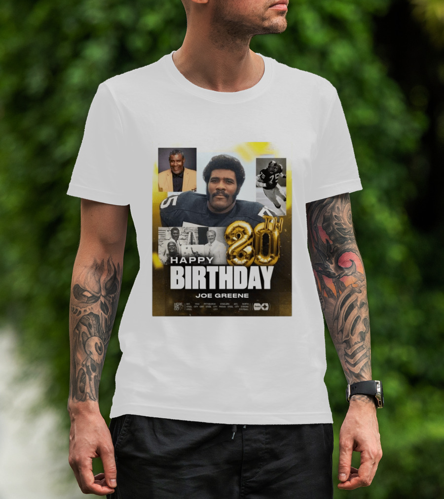 Happy 80th Birthday Joe Greene Pittsburgh Steelers 75 NFL Legend Iconic Moments T-Shirt