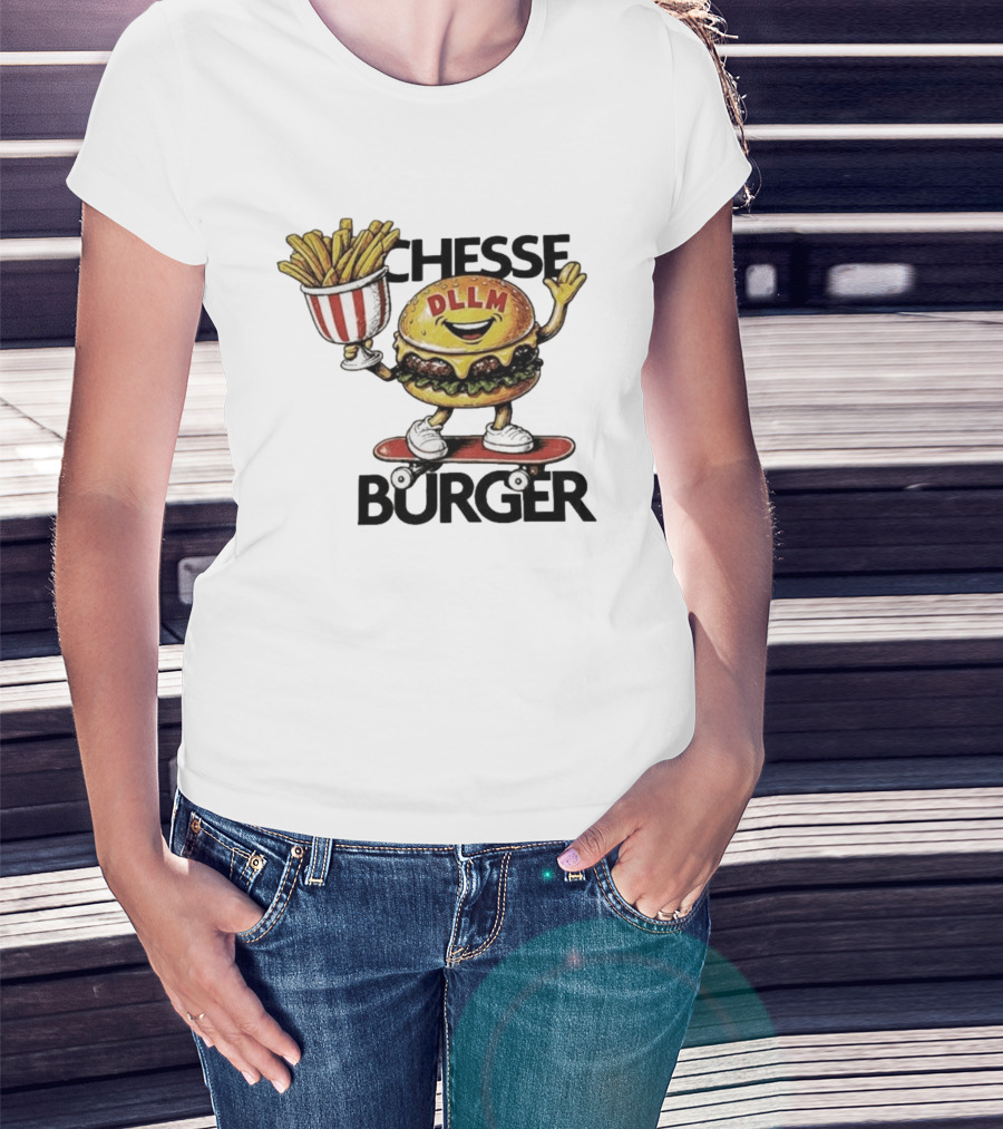 Hong Kong Dllm Chesse Burger Skateboard Fries T-Shirt