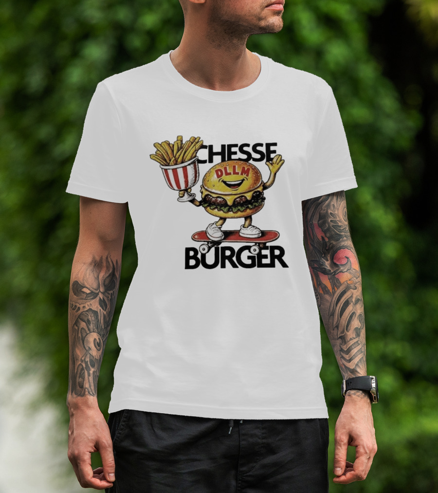 Hong Kong Dllm Chesse Burger Skateboard Fries T-Shirt