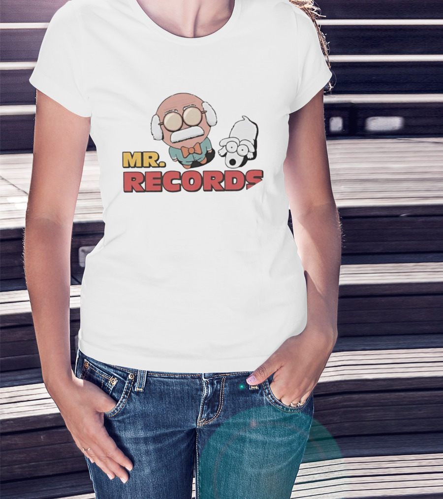 MR. RECORDS Cartoon Style Grandpa And Dog Duo T-Shirt