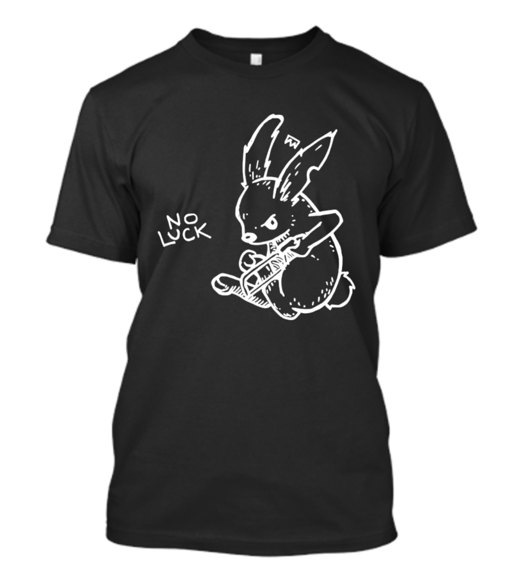 No Luck Angry Rabbit Hacksaw Doodle T-Shirt