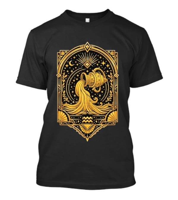 Aquarius Zodiac Golden Celestial Water Bearer T-Shirt